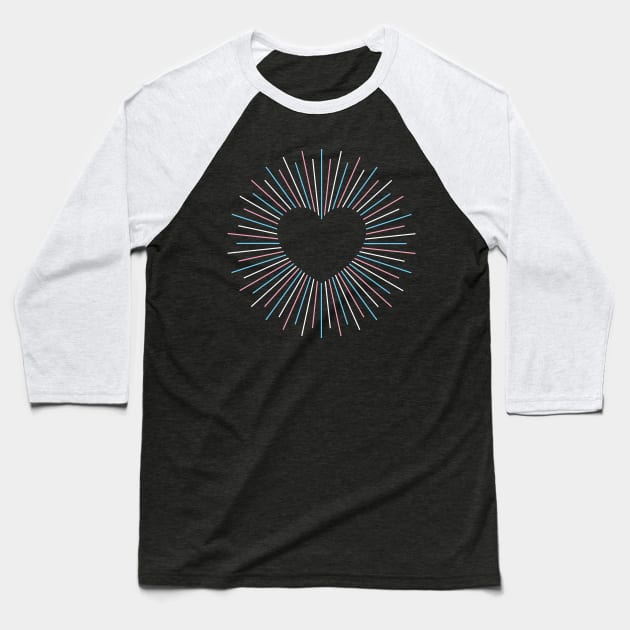 Trans Pride Radial Heart Baseball T-Shirt by lavenderhearts